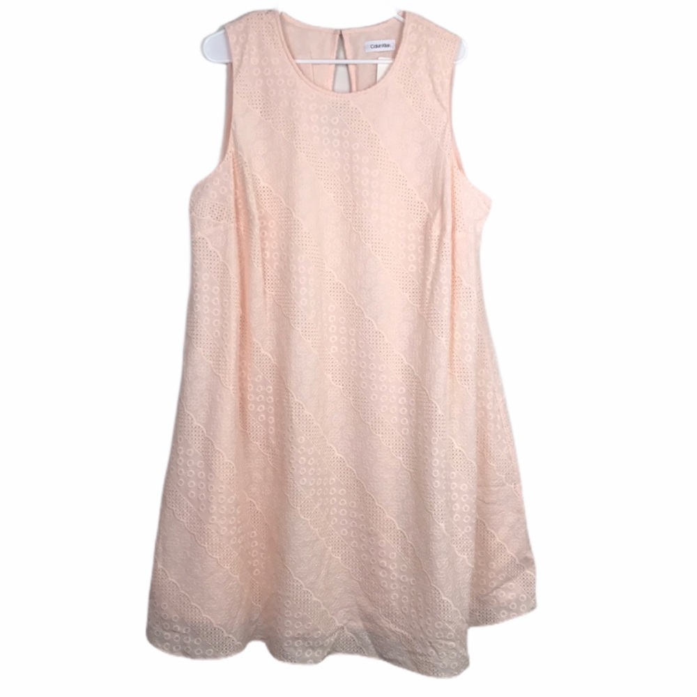 Calvin Klein Eyelet sleeveless blush pink dress